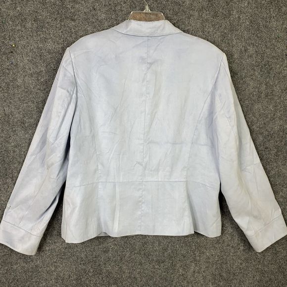 Talbots Suede Cloth Zip Front Jacket Blue Lined Shoulder Pads Size 20 - Picture 8 of 15